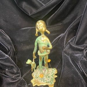 Vintage Posh Malcolm Moran girl with bear bronze figure